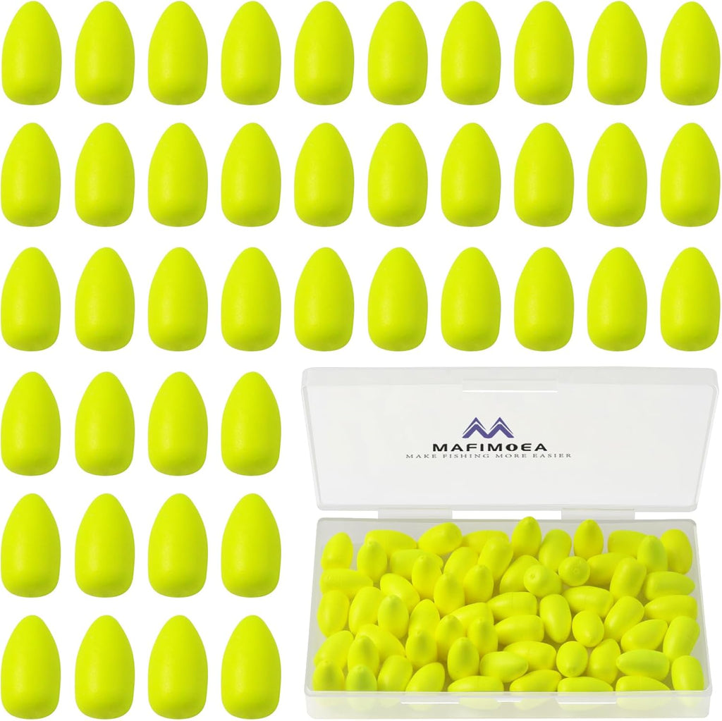 Skiennix Bullet Fishing Foam Floats - Durable Snell Float for Spinner Rig Making | 60 PCS Yellow