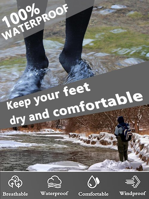 Gash Hao Waterproof Socks Hiking Gear Wading All-Weather Outdoor Sports Fishing Skiing Kayaking Camping Mens And Women（BLACK-L）