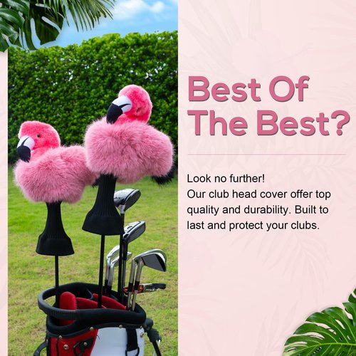 mytag Funny Golf Club Head Covers, Flamingo Animal Plush Driver Headcover, Golf Headcover Fits Standard 460cc Driver Head