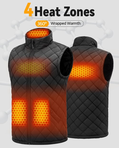 Men Puffer Heated Vest Battery Pack Included Rechargeable Electric Jacket Happy Birthday Gifts for Adult Men Guy Women Who Have Everything Want Nothing Dad Guys People Christmas Cool Special Present