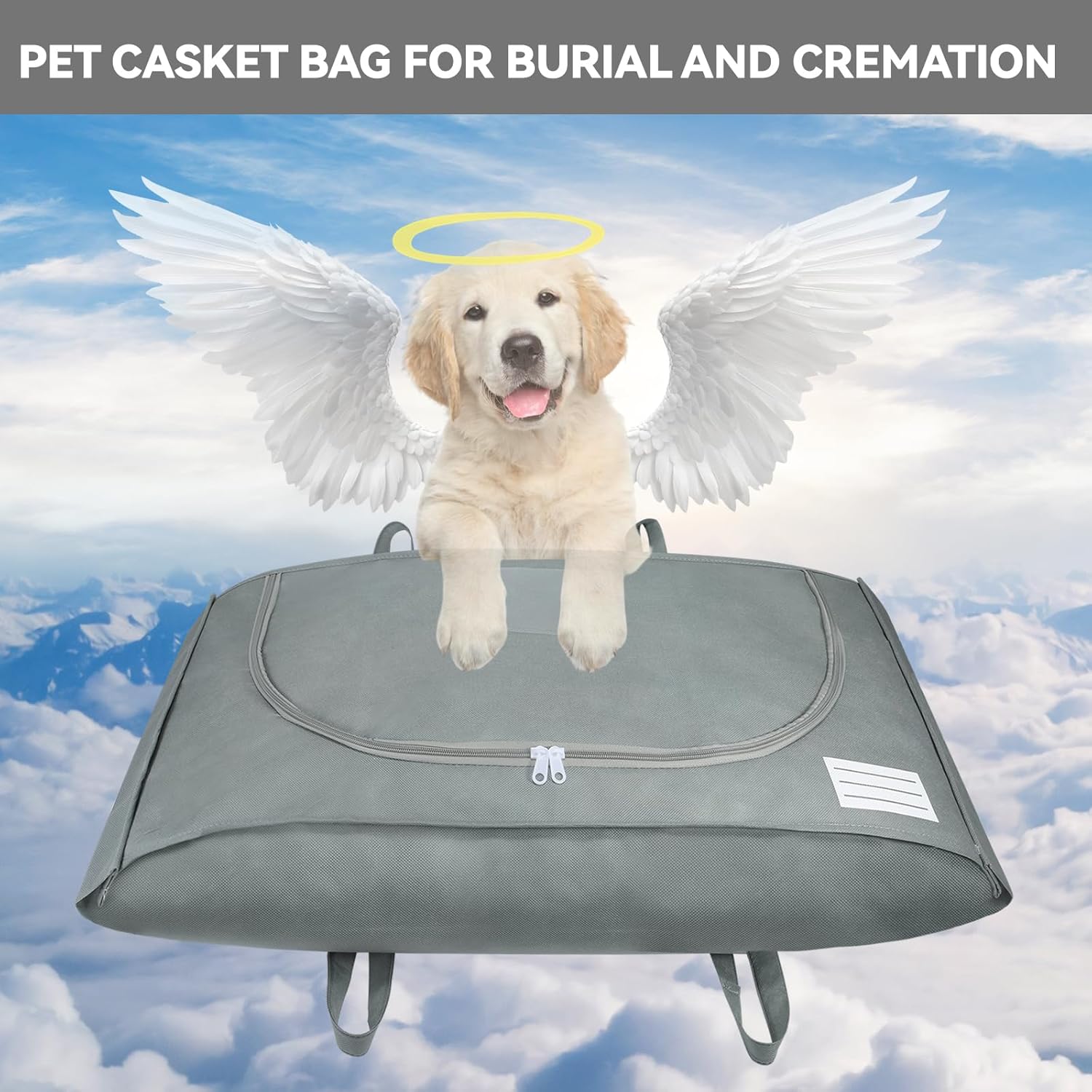 Pet Burial Bag with Handle - Eco-Friendly Dog & Cat Casket for Dignified Memorial | Size M (31.89 x 14.17 x 7 in)