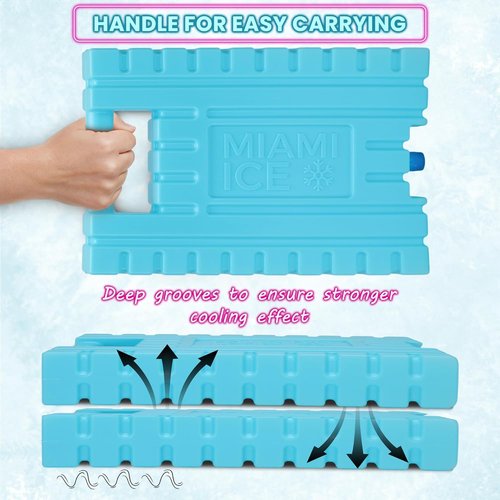 Miami Ice Reusable XL Cooler Ice Pack - Stays Cold 24-48 Hours, BPA-Free, 12"x9" Size