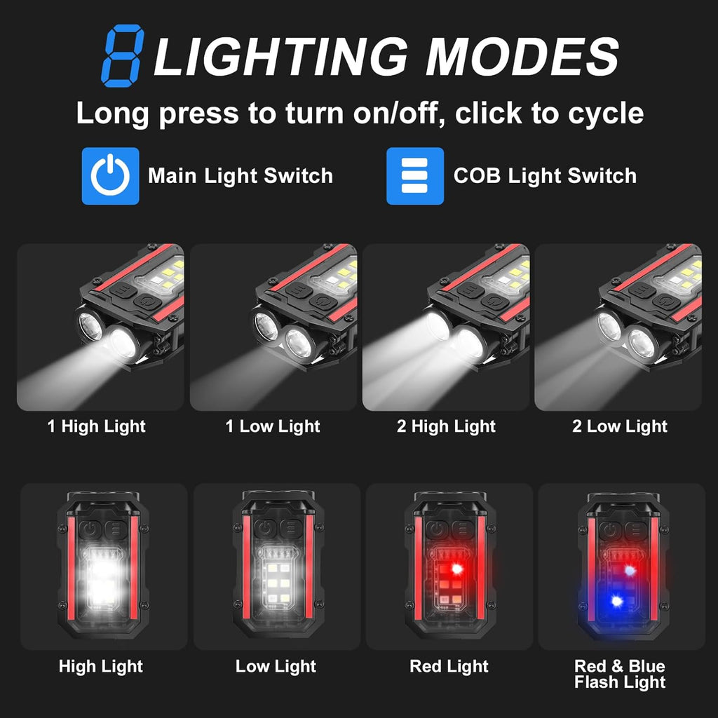 SUNPRO Mini Keychain Flashlight - 8 Modes Pocket Light | Type-C Rechargeable, Compact Design for Hiking & Emergencies - Black