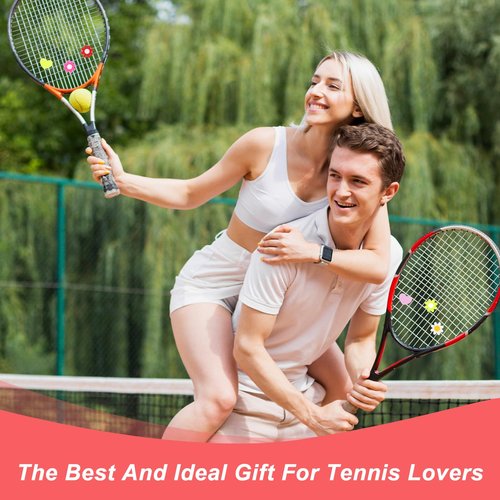LLOUSSAK 8Pcs Tennis Racket Dampener, Silicone Tennis Dampener for Racket, Heart & Flower Racket String Damping Tennis Accessories for Tennis Racquet (4 Colors)