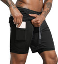 Leidowei Men's 2-in-1 Workout Running Shorts - Lightweight Training & Yoga Gym Shorts with Zipper Pockets | 7" Length