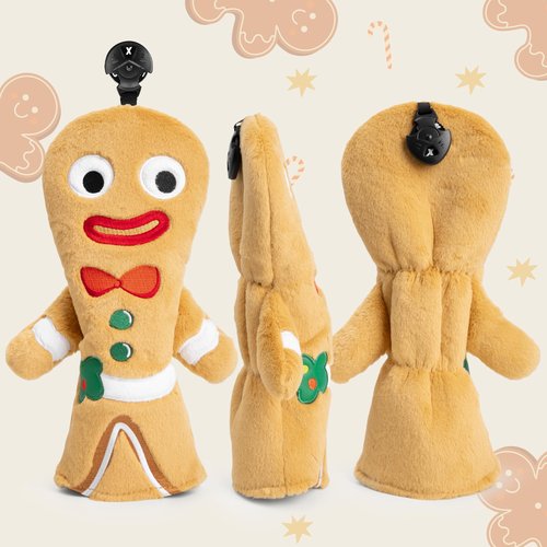 Golf Club Head Covers, Plush Gingerbread Man Golf Driver Covers Fairway Wood Hybrid Head Covers with Interchangeable Tags Advanced Embroidery 3 Wood Headcover Set(Fairway)