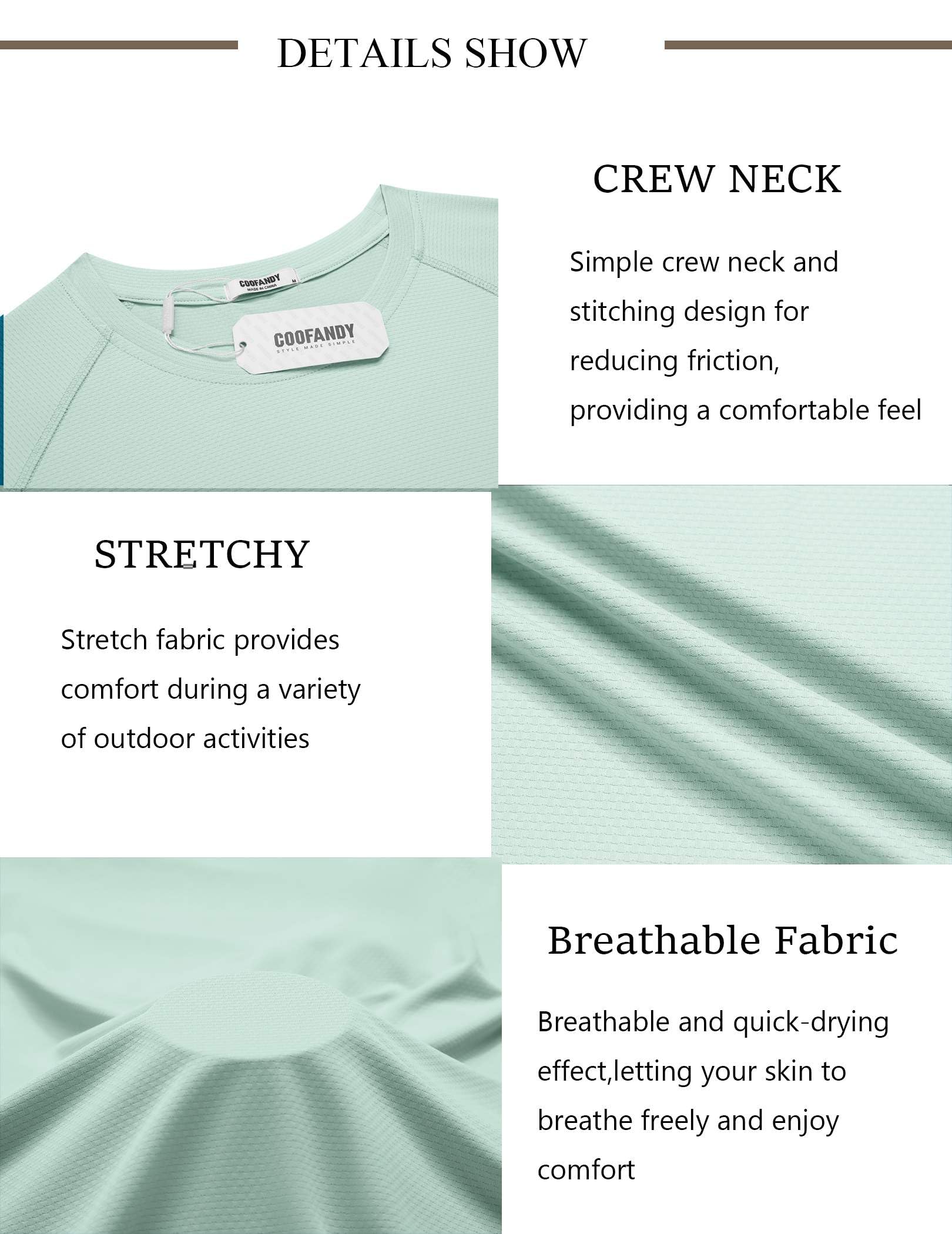 COOFANDY Mens Short Sleeve T Shirts UPF 50+ Uv Protection Rashguard Shirts Swimming Top for Men Light Green