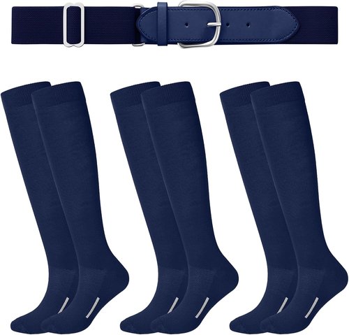 Haysandy Baseball & Softball Sock and Belt Combo Set - 3 Youth Socks with Softball Belt