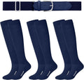 Haysandy Baseball & Softball Sock and Belt Combo Set - 3 Youth Socks with Softball Belt