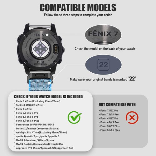IMIVIO 22mm Quickfit Bands Compatible with Garmin Fenix 8 47mm Band, Nylon Sport Replacement Band Compatible with Tactix 8 AMOLED 47mm/Fenix E/7 Pro/7/6/6 Pro/5/Forerunner 965/955/945/935
