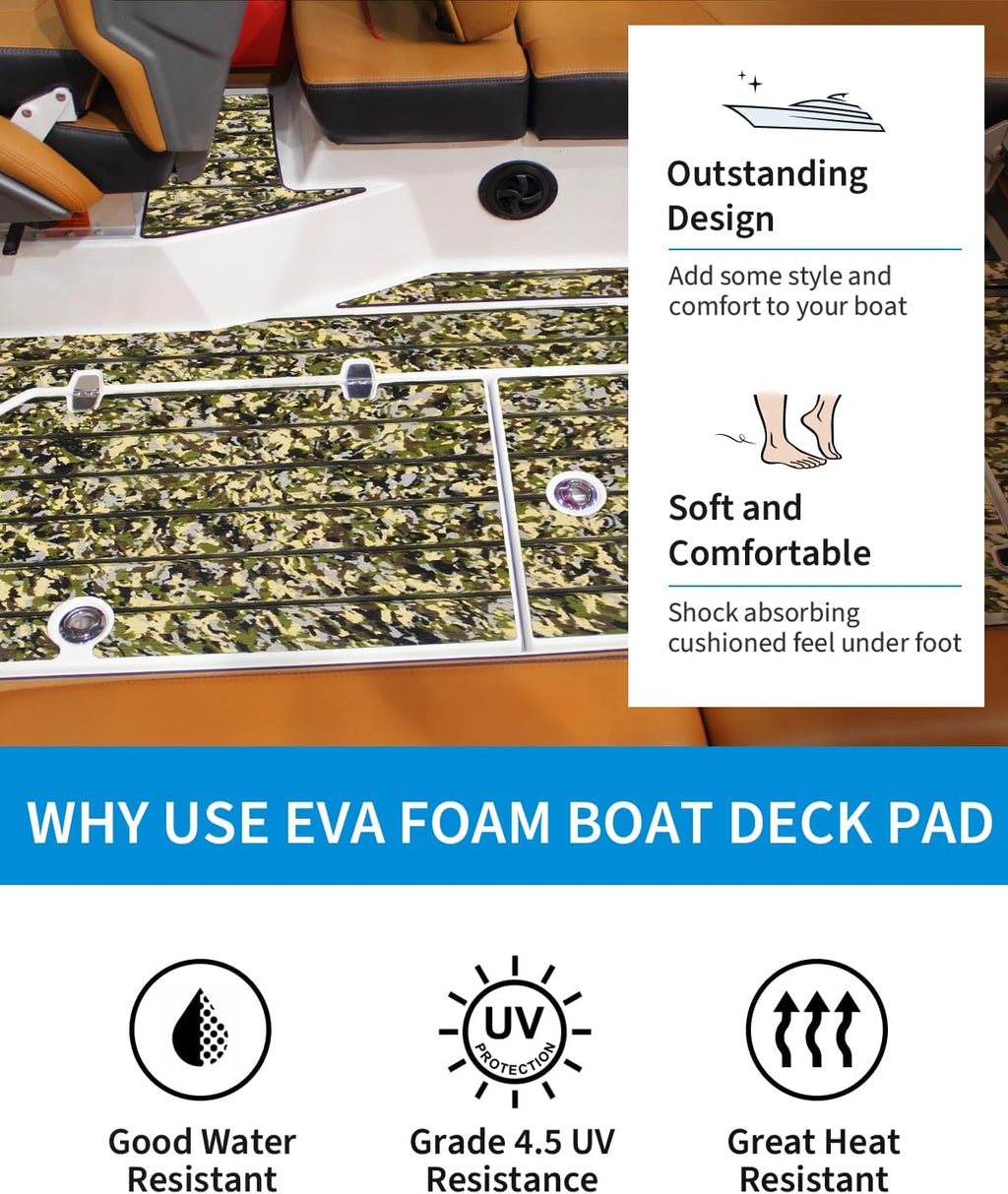 OCEANBROAD 3M Self-Adhesive EVA Foam Boat Flooring Sheet - Non-Slip Camouflage Decking, 48''x16.8'' (5 sqft)