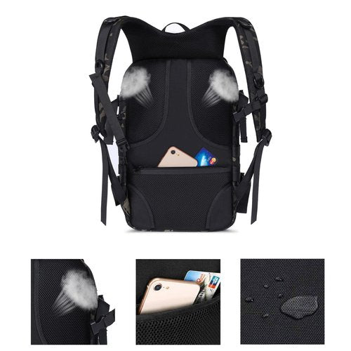 MOSISO 30L Tactical Backpack, Military Daypack 3 Day Assault Rucksack Outdoor Hiking Hunting Fishing Camping Training Shoulder Bag with USA Flag Patch & USB Charging Port, Night Camouflage