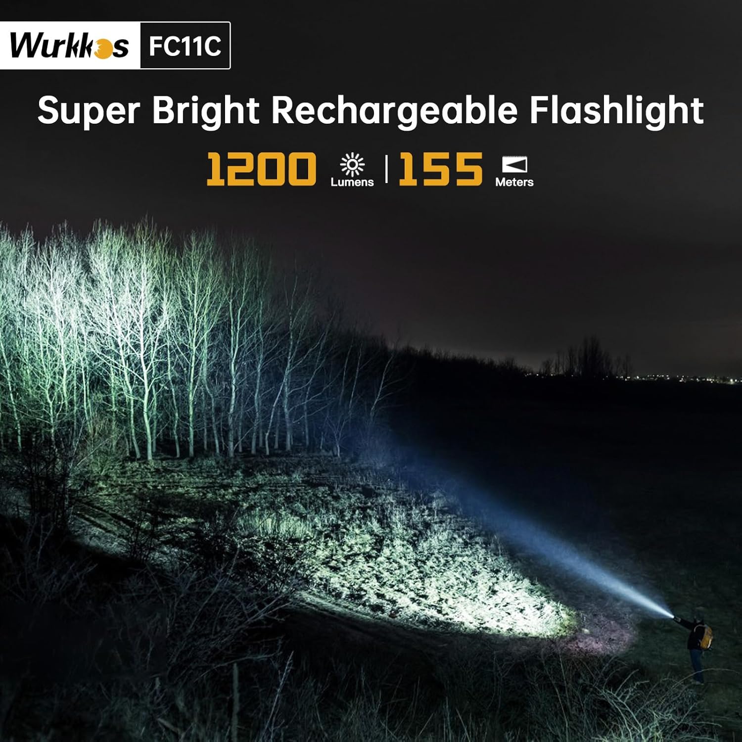 Wurkkos FC11C LED Flashlight - Rechargeable EDC Light with 1200 Lumens, IP68 Waterproof, Green 5000K