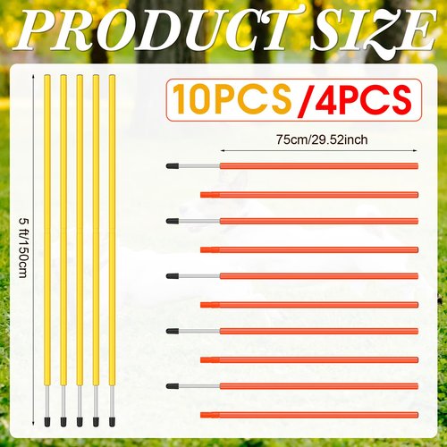 Silipull 4 Pcs Training Agility Poles 5ft Adjustable Poles Soccer Training Sticks Sports Speed and Agility Trainings Equipment for Football Sport Soccers Speed Trainings(Yellow, Orange)