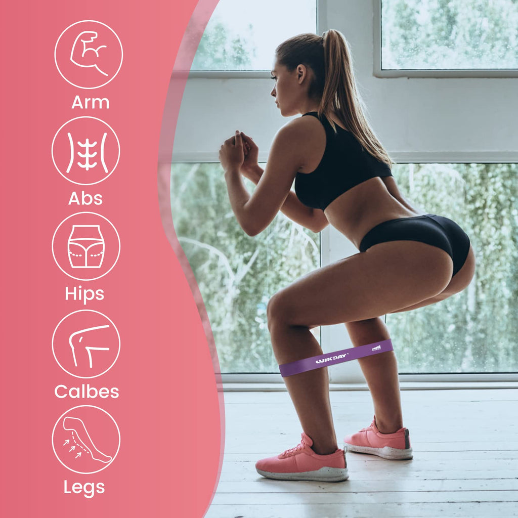 WIKDAY Resistance Bands for Working Out Exercise Loop Bands Workout Bands Set for Men Women Body Stretching, Training, Home Workout, Physical Therapy, Booty Legs, Set of 5 (Pink Purple)