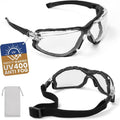 Flaya Adjustable Safety Glasses - Anti-Fog ANSI Z87.1 UV400 Protection Goggles with Foam Seal & Strap