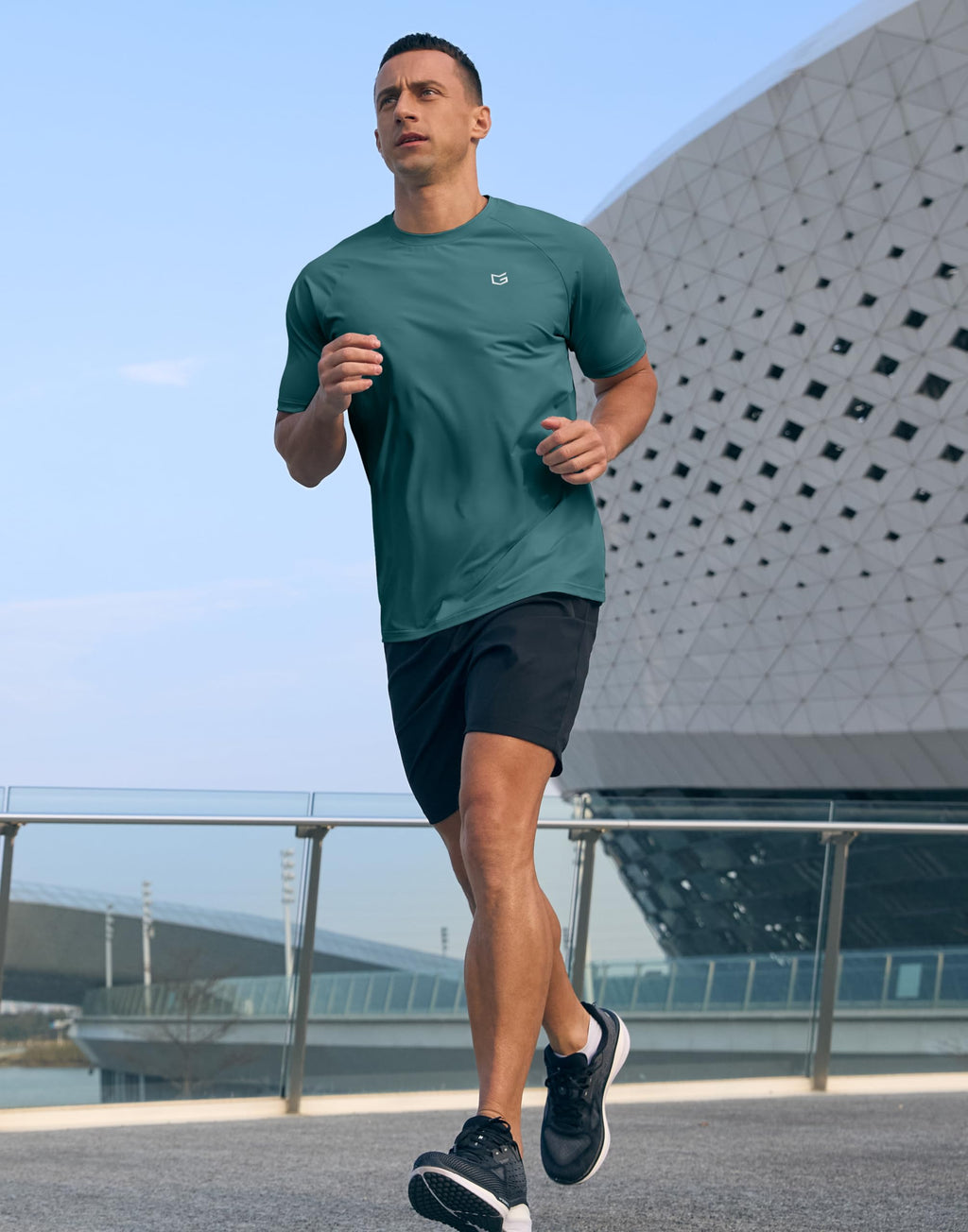 G Gradual Men's Athletic Workout T-Shirts Moisture Wicking Cooling Running Shirts Short Sleeve Performance Tee for Gym Tennis(Teal,XL)