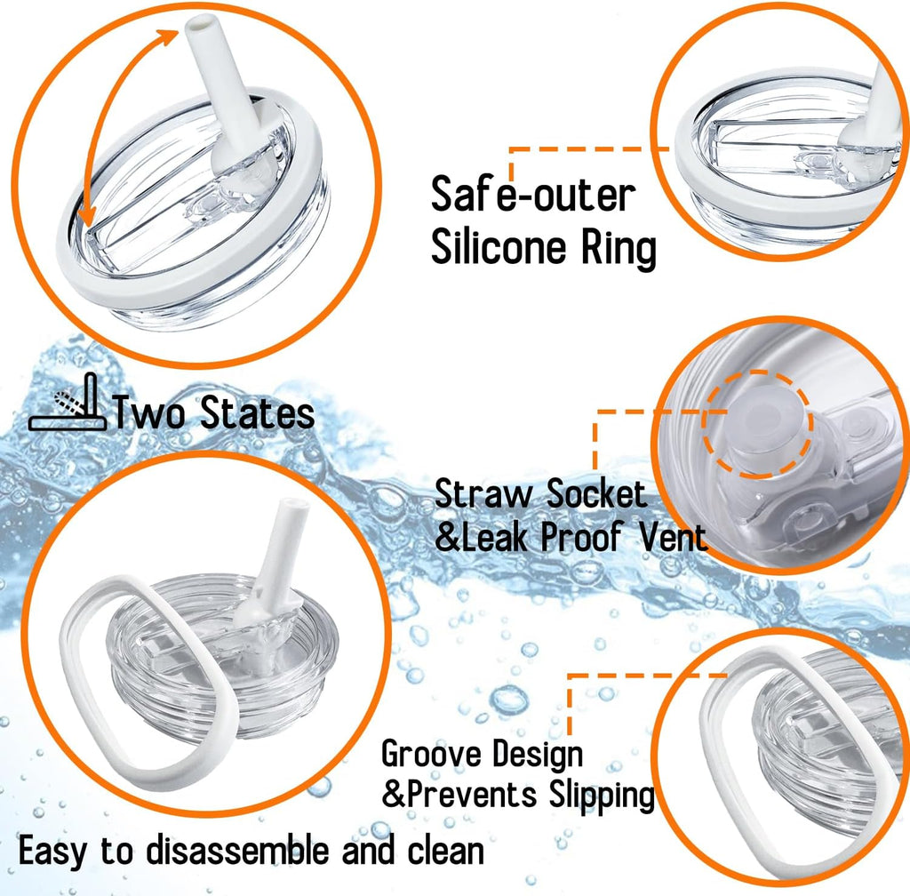 Stanley Cup Replacement Lid - 2 Pack with 4 Bottle Brush Cleaners for Easy Maintenance