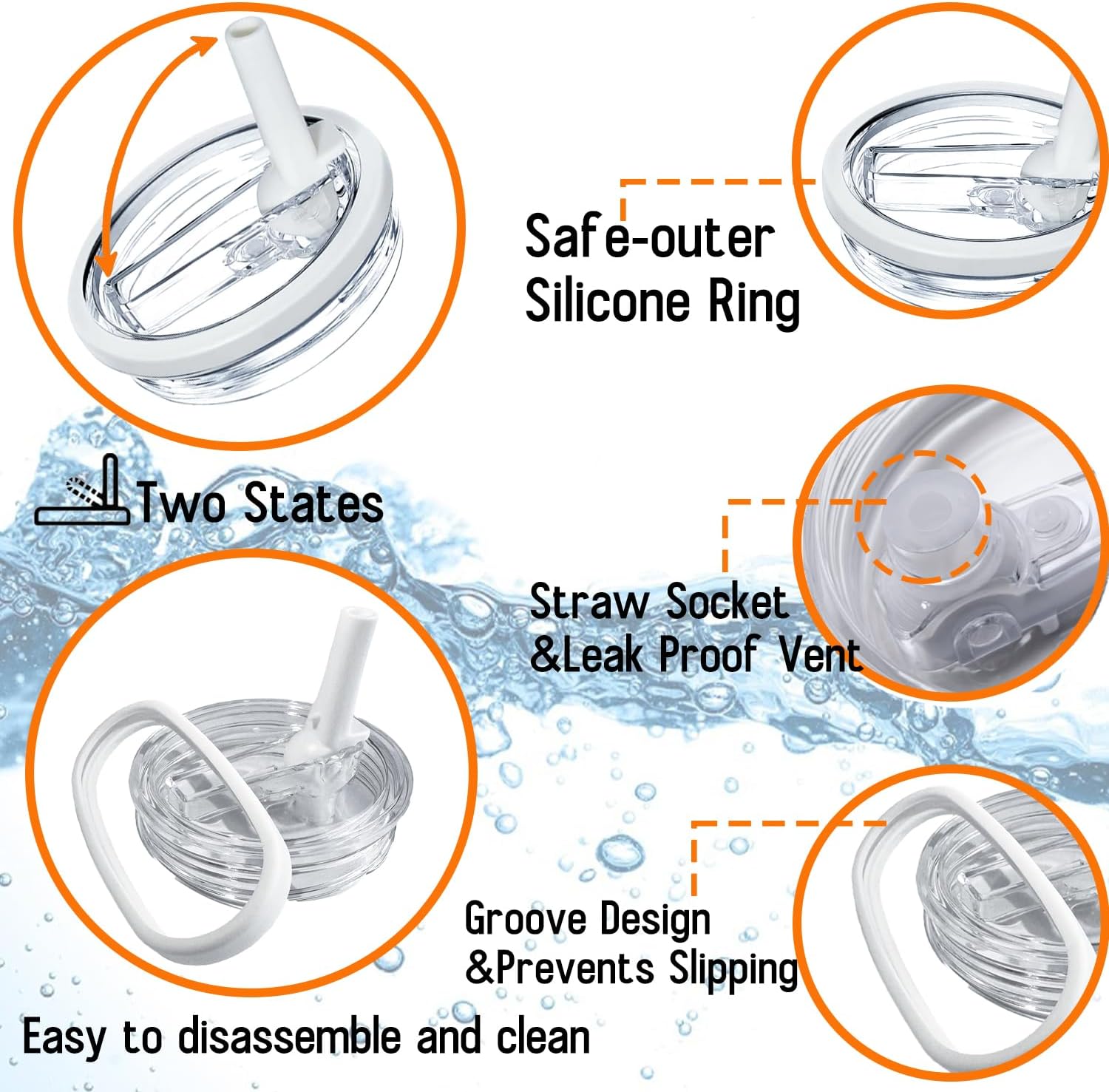 Stanley Cup Replacement Lid - 2 Pack with 4 Bottle Brush Cleaners for Easy Maintenance