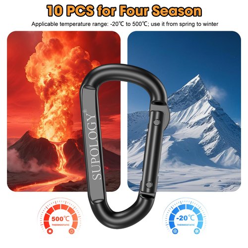 Carabiner Clip, 900 LBS 2.5" Iron Heavy Duty Caribeaners for Hammocks, Camping Accessories, Hiking and Gym, D Shaped Spring Hook Small Carabiners for Dog Leash, Key Ring (20PCS 2.5" Carabiner Clips)