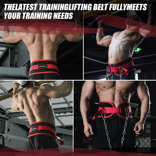 MANUEKLEAR Quick Locking Dip Belt, Weightlifting Belt, Weight Lifting Belts for Men Women Heavy Duty Dipping Powerlifting Belt with Chain 40 inchs (Passionate Red)