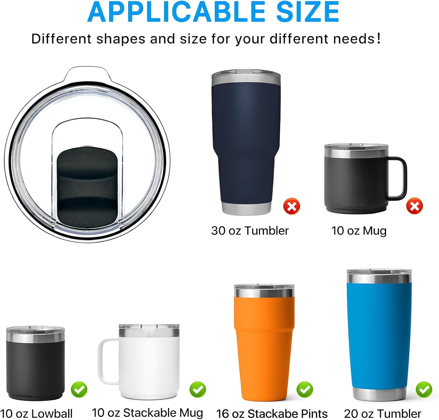 YETI 20 oz Tumbler Replacement Lids - Spill Proof Magnetic Slider | BPA Free, 4 Pack