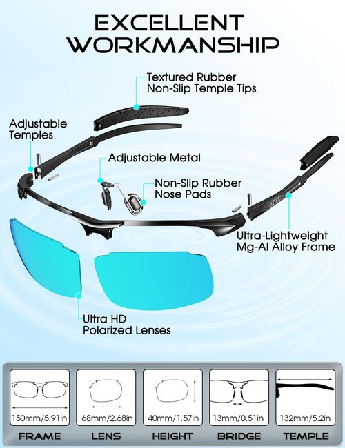 ATTCL Polarized Sunglasses - UV Protection & Anti-Glare | Lightweight Metal for Sports & Outdoor Activities