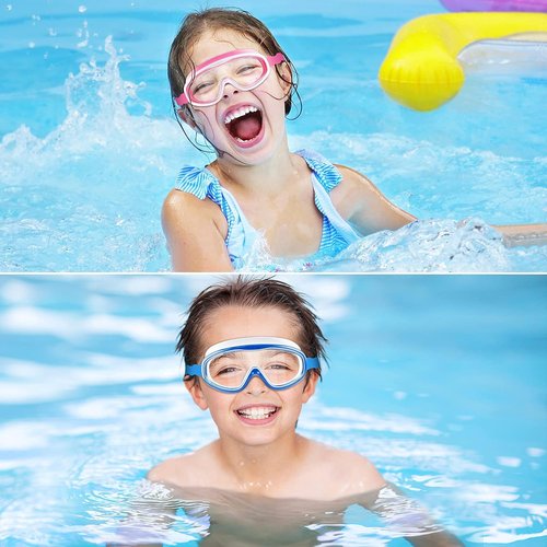 COOLOO Kids Swim Goggles - Anti-Fog, Waterproof Design with Nose Cover | 2 Pack for Ages 3-15