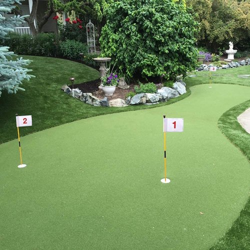 KINGTOP Golf Hole Cup Flagpole Set for Practice Putting Green, 6” Putting Cup Fit PGA | LPGA | USGA Regulations, 2-Section Flag Stick Design, 3 Feet, 3-Pack