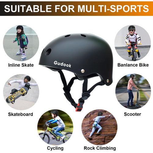 Gudook Skateboard Bicycle Helmet - Adult/Youth/Kids Skate Helmets for Multi-Sports Cycling Roller Skate Inline Skating BMX Commuting Adjustable Bike Helmet (Medium(54-57cm))