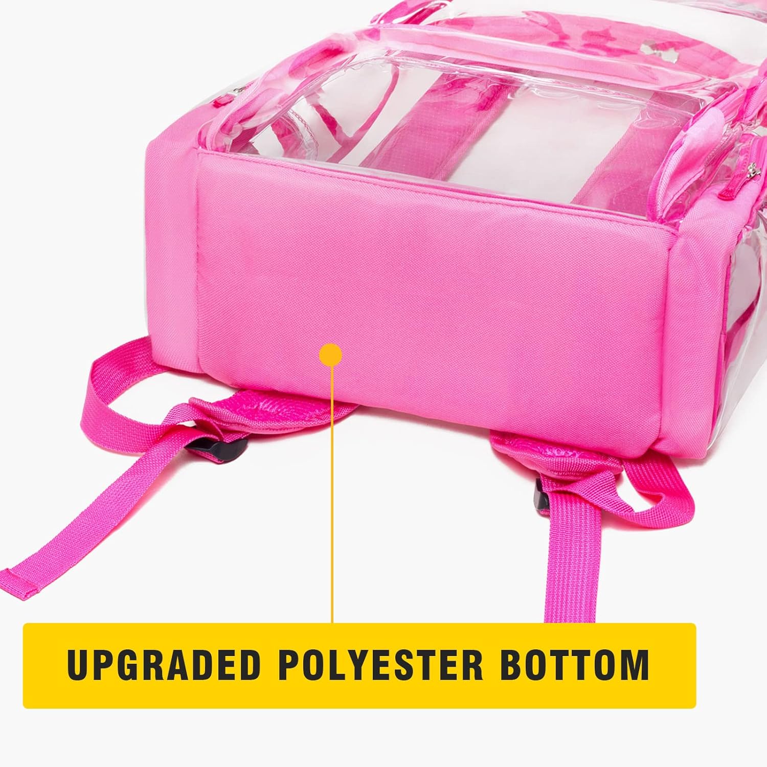 Vorspack Clear Backpack - Transparent Design with Reinforced Bottom & Multi-Pockets | Pink