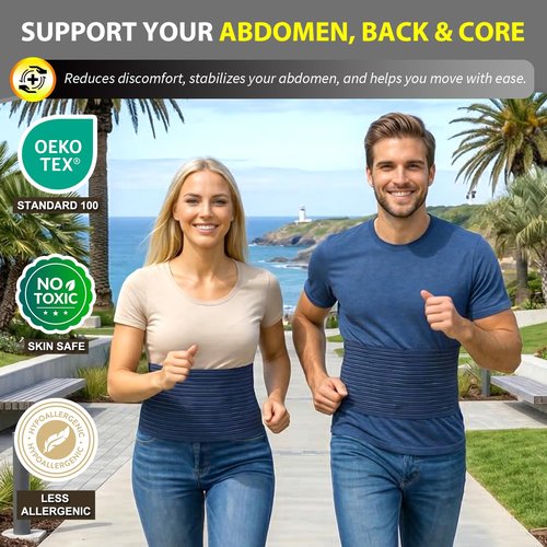 BLITZU Umbilical Hernia Belt for Men & Women, Abdominal Binder Adjustable Truss Support with 2 Compression Pads for Naval, Ventral, Incisional, Epigastric, Belly Button Hernias, Pre Post Surgery L-XL