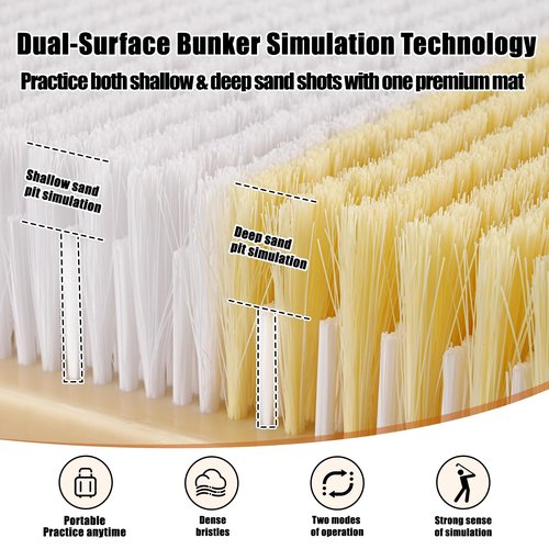 Golf Bunker Practice Mat – Dual Sand Trap Trainer with Shallow & Deep Pit Simulation – Portable 15.7"x11.8" Golf Chipping Mat for Indoor & Outdoor Practice – for All Skill Levels
