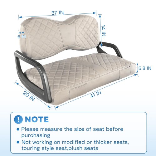 Golf Cart Seat Covers Fit for Yamaha G29/Drive2 Standard Front Seat Cushion,Vinyl Leather Yamaha Seat Cover Retractable Buckle Drawstring Storage Pouch,No Stapler Needed Replacement Seat Cover(Beige)