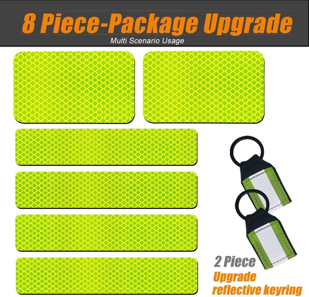 Skiennix 6 Pack Extra Reflective Hook Fasteners - Enhance Safety with Bright Green Visibility