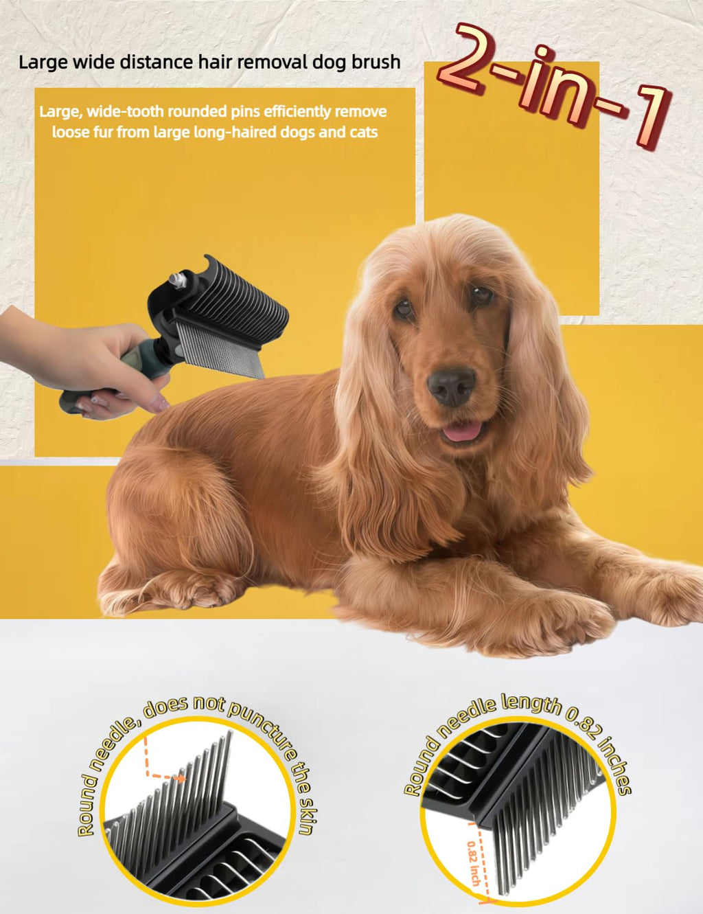 Skiennix 3-in-1 Deshedding Dog Brush - Grooming Tool with Undercoat Rake & Dematting Comb for Medium to Large Dogs - Peacock Green