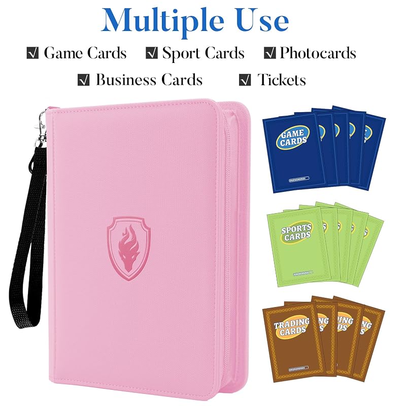 Fabmaker 4-Pocket Card Binder, 320 Card Capacity, Pink Variation