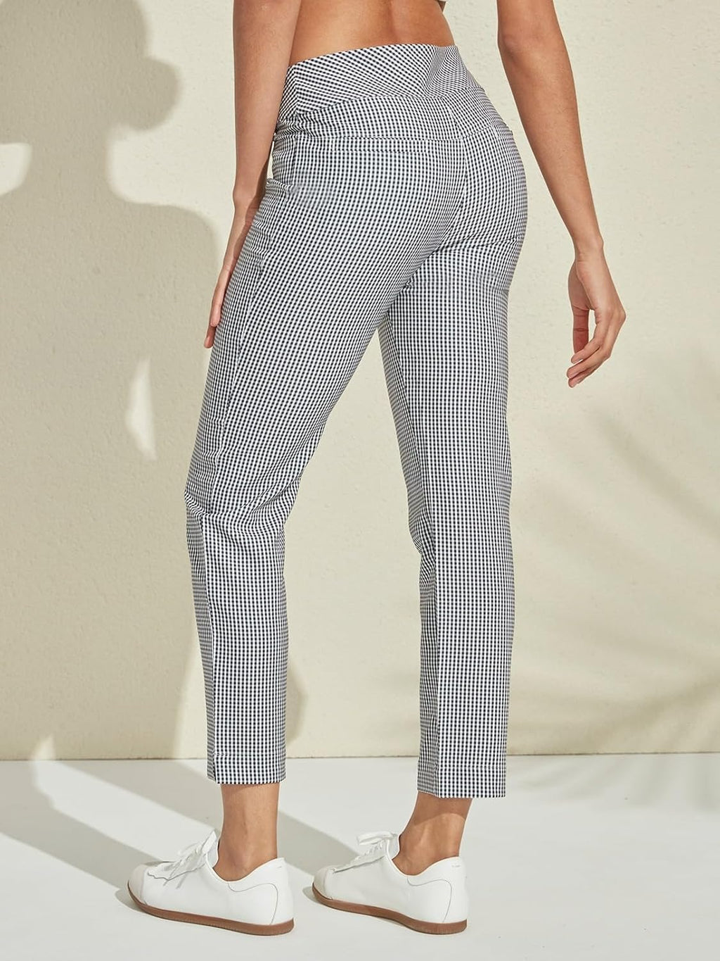 Skiennix Women's Golf Plaid Pants - Stretchy Casual Ankle Pants with Pockets | Ideal for Travel & Lounge