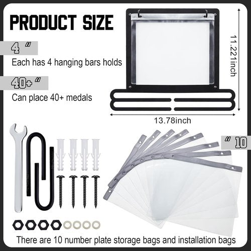 Moxweyeni Race Medal Display - Wall-Mounted Bib Holder Rack for Runners | Perfect Gift Idea