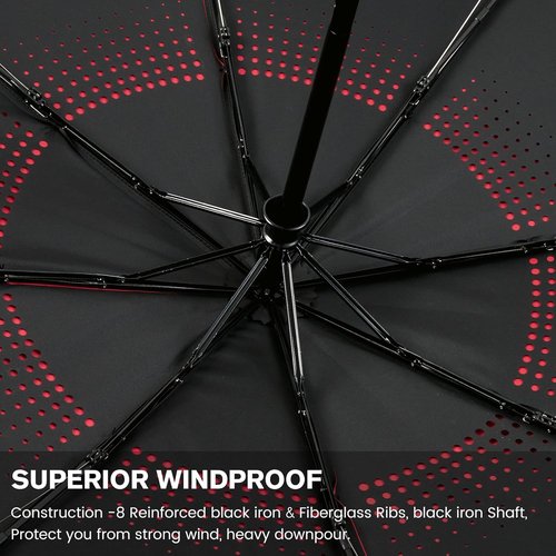 G4Free Windproof Travel Umbrella - 46-Inch Double Canopy, Automatic & Compact Design