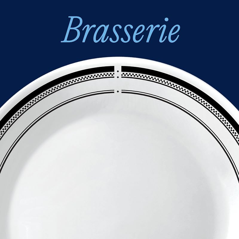 Brasserie 10.25" Dinner Plates Set - Corelle Vitrelle Triple-Layer Glass, Chip-Resistant, 6-Piece