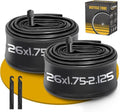 26 Inch Bike Tube - 2 Pack Butyl Rubber Inner Tubes with Tire Levers for Mountain Bikes