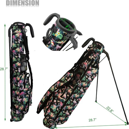 GREEN ACTION Sunday Golf Bag with Strap & Stand, Lightweight Golf Stand Bags with Two-Way Divider/Cooler Pocket, Golf Club Bags Holds 5-6 Clubs for Driving Range, Par 3 and Standard Courses Men Women