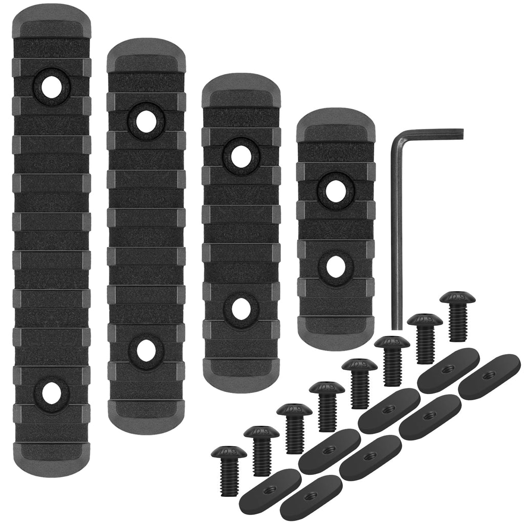 QR-Laser Single Picatinny Accessory Rail Set for Mlok 5 7 9 11 Slots with 8 O-Nuts & Screws, 1 Allen Wrench-Rounded Corner