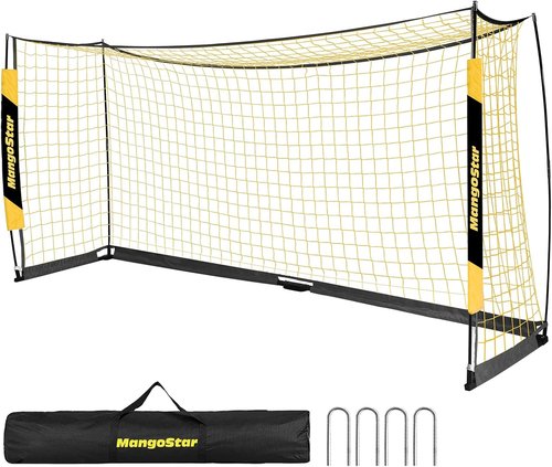 MangoStar Soccer Goal - 12x6 FT Portable Net with Collapsible Metal Base | Quick Setup for Indoor/Outdoor Training