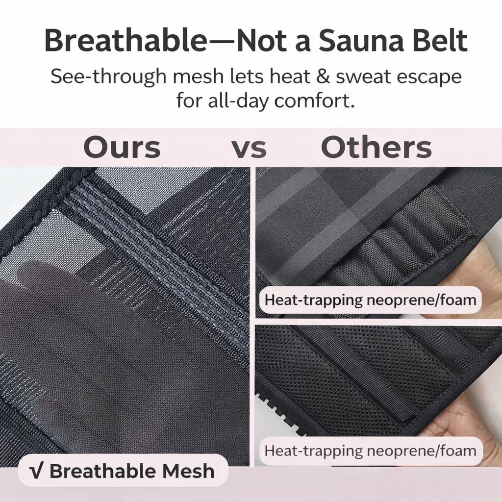 Regine Switzerland Ultra Breathable Back Brace - Lightweight Adjustable Lumbar Support for Pain Relief | Comfortable Compression for Sciatica & Scoliosis