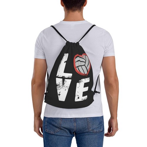 AIMASTZ Love Volleyball Unisex Drawstring Backpack Bag Sport Gym Travel Swim Sackpack