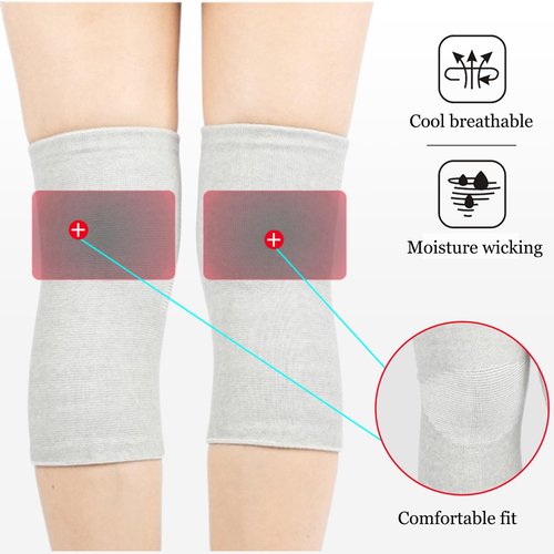 Sieafan Bamboo Charcoal Knee Sleeve - Bamboo Compression Knee Sleeve for Men and Women - Elastic Warm Knee Brace for Arthritis (Gray, X-Large)