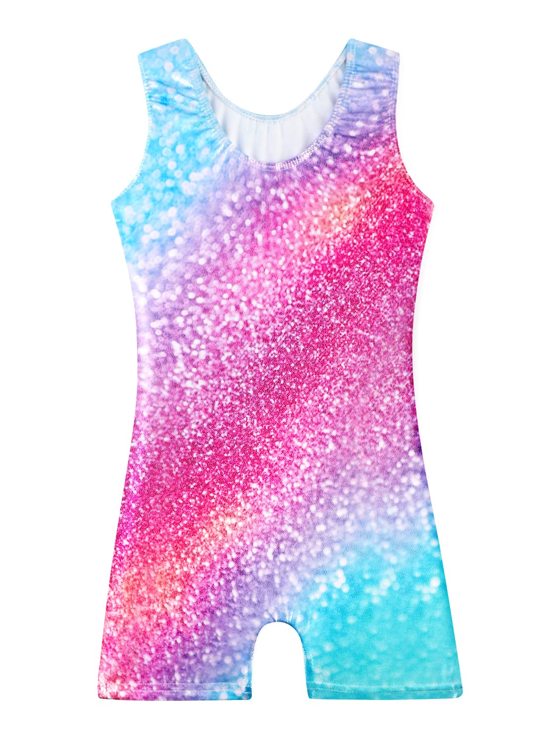 Belovance Girls Kids Leotards for Gymnastics 9 10 Kids Girls Dance Clothes Sleeveless Gymnastic Biketard Colorful Sparkle (Sparkle Rainbow, 9-10 Years)