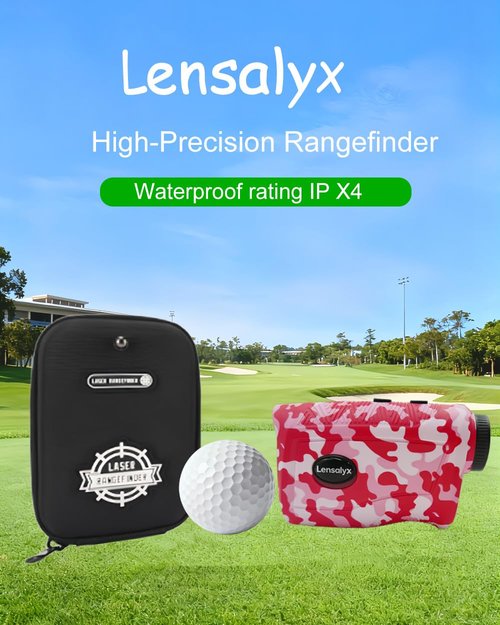 Lensalyx Pink Range Finder Golf - 1200 Yards Golf Rangefinder with Slope, 7X Magnification, Rechargeable, Built-in Magnetic Strip,0.1s Flag Pole Locking Vibration,Golf Accessories for Women